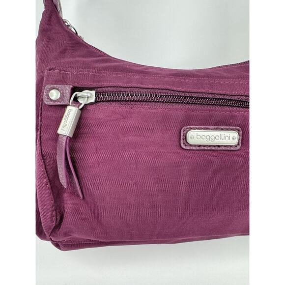 Baggallini Everyday Crossbody Bag Small Hobo Nylon Plum Purple Travel Purse - Picture 2 of 13